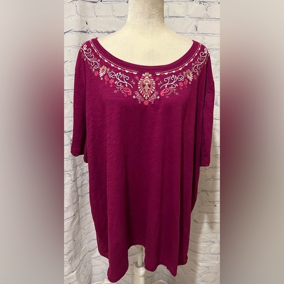 Catherine’s floral embroidered t shirt size 3X 26/28 - Picture 1 of 6